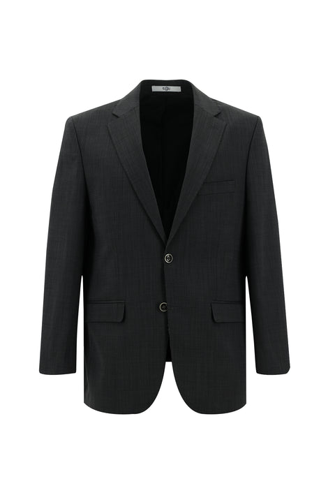 Medium Gray 4-Drop Relaxed Fit Wool Patterned Suit
