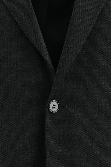 Koyu Antrasit Slim Fit Dar Kesim Yünlü Klasik Desenli Takım Elbise