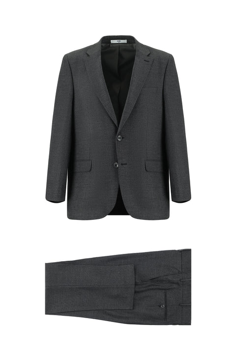 Koyu Füme 4 Drop Relaxed Fit Rahat Kesim Desenli Takım Elbise