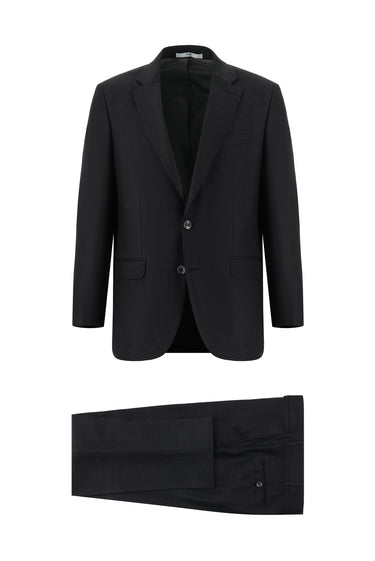 Koyu Antrasit Relaxed Fit Rahat Kesim Klasik Desenli Takım Elbise