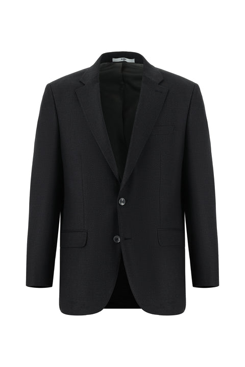 Koyu Antrasit 4 Drop Relaxed Fit Rahat Kesim Desenli Takım Elbise