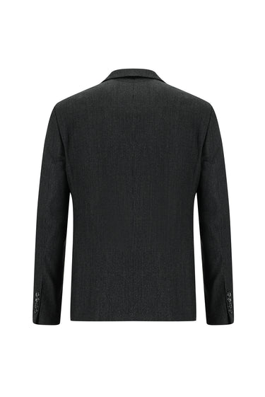 Koyu Füme Relaxed Fit Rahat Kesim Klasik Desenli Takım Elbise