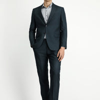 Koyu Yeşil Slim Fit Dar Kesim Klasik Desenli Beli Lastikli Takım Elbise