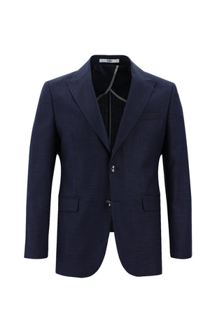 Orta Lacivert 7 Drop Slim Fit Dar Kesim Çizgili Takım Elbise