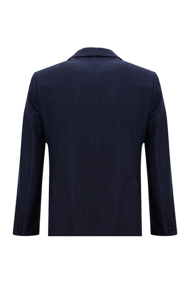 Orta Lacivert Slim Fit Dar Kesim Klasik Çizgili Takım Elbise