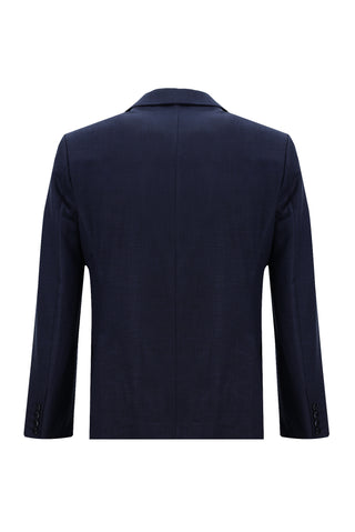 Orta Lacivert 7 Drop Slim Fit Dar Kesim Çizgili Takım Elbise