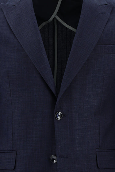 Orta Lacivert Slim Fit Dar Kesim Klasik Çizgili Takım Elbise