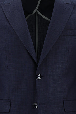 Orta Lacivert 7 Drop Slim Fit Dar Kesim Çizgili Takım Elbise