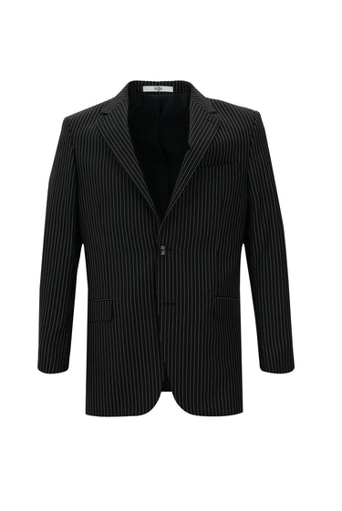 Siyah Relaxed Fit Rahat Kesim Klasik Çizgili Takım Elbise