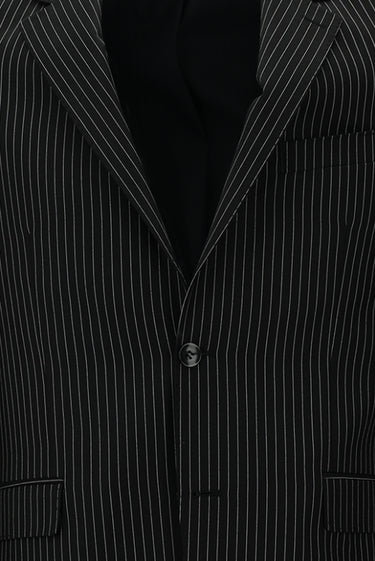 Siyah Relaxed Fit Rahat Kesim Klasik Çizgili Takım Elbise