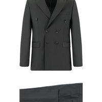 Medium Gray 7 Drop Slim Fit Striped Double-Breasted Suit