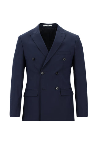 Orta Lacivert 7 Drop Super Slim Fit Eksra Dar Kesim Kruvaze Çizgili Takım Elbise