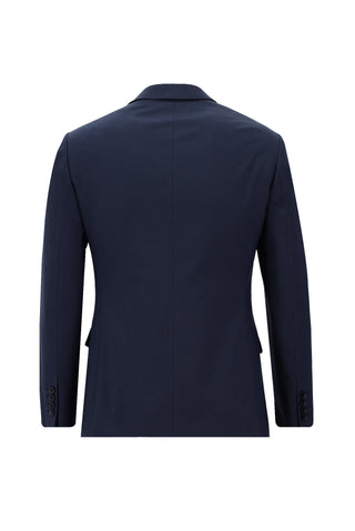 Orta Lacivert 7 Drop Super Slim Fit Eksra Dar Kesim Kruvaze Çizgili Takım Elbise