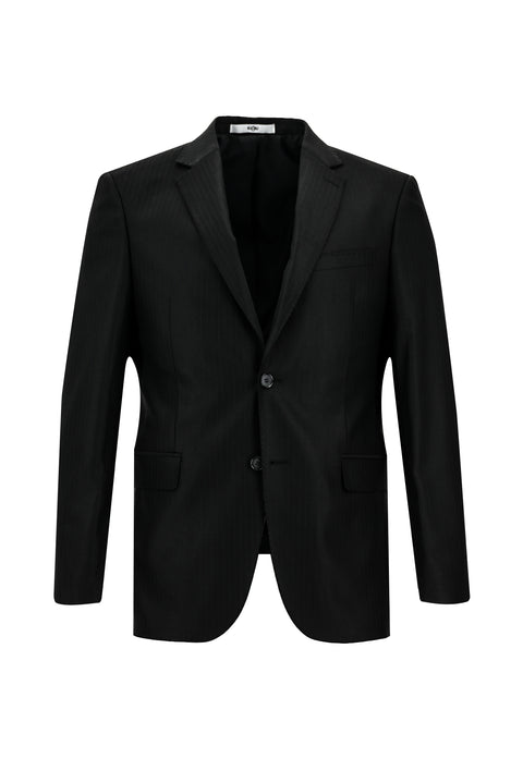 Siyah 7 Drop Slim Fit Dar Kesim Çizgili Takım Elbise