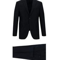 Koyu Lacivert Slim Fit Dar Kesim Klasik Çizgili Takım Elbise