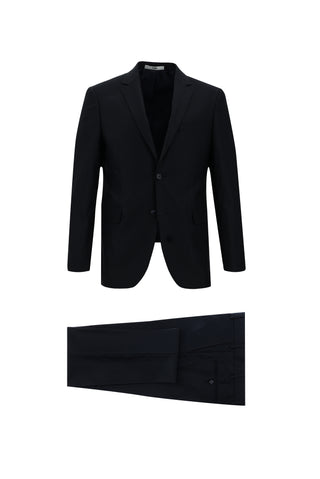 Koyu Lacivert 7 Drop Slim Fit Dar Kesim Çizgili Takım Elbise