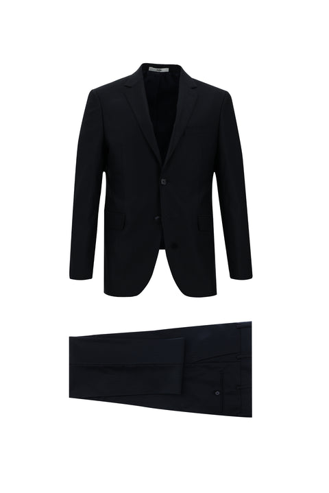 Koyu Lacivert 7 Drop Slim Fit Dar Kesim Çizgili Takım Elbise