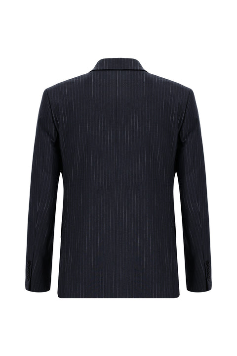 Koyu Antrasit 7 Drop Slim Fit Dar Kesim Çizgili Takım Elbise