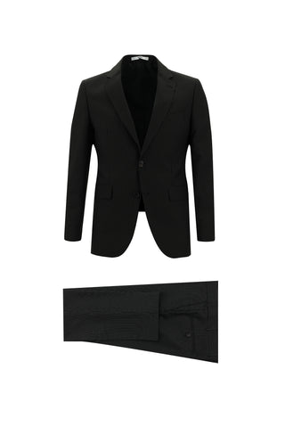 Siyah 7 Drop Slim Fit Dar Kesim Çizgili Takım Elbise