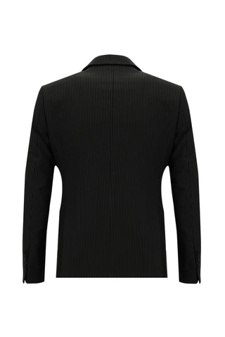 Siyah 7 Drop Slim Fit Dar Kesim Çizgili Takım Elbise