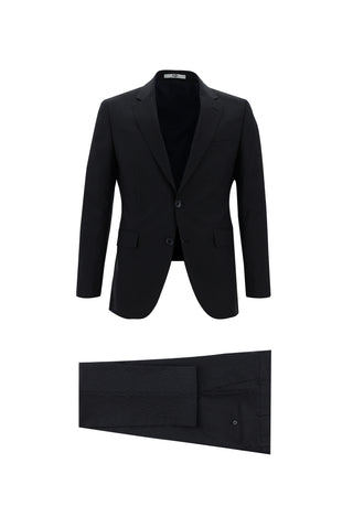 Koyu Lacivert 7 Drop Slim Fit Dar Kesim Çizgili Takım Elbise