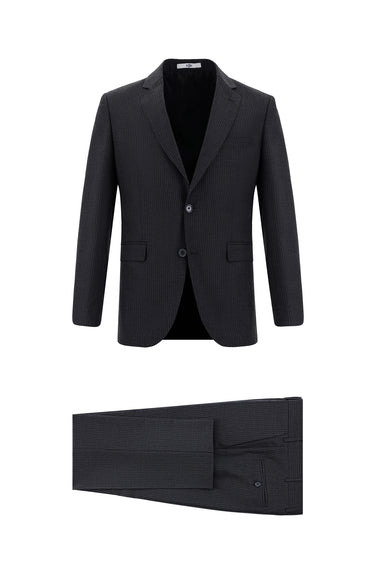 Orta Antrasit Slim Fit Dar Kesim Klasik Çizgili Takım Elbise