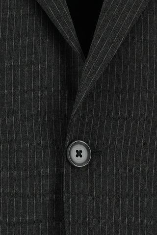 Orta Antrasit 7 Drop Slim Fit Dar Kesim Çizgili Takım Elbise