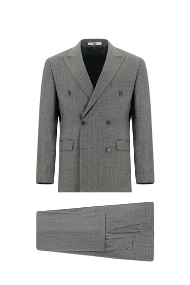 Açık Füme Regular Fit Çizgili Kruvaze Takım Elbise