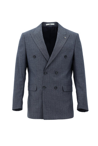 Koyu Mavi 6 Drop Regular Fit Standart Kesim Çizgili Kruvaze Takım Elbise