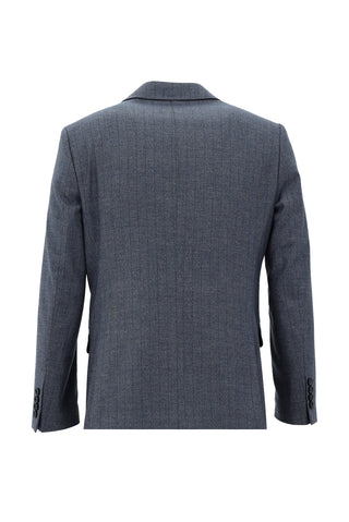 Koyu Mavi 6 Drop Regular Fit Standart Kesim Çizgili Kruvaze Takım Elbise