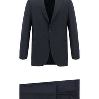 Koyu Lacivert 7 Drop Super Slim Fit Eksra Dar Kesim Çizgili Takım Elbise