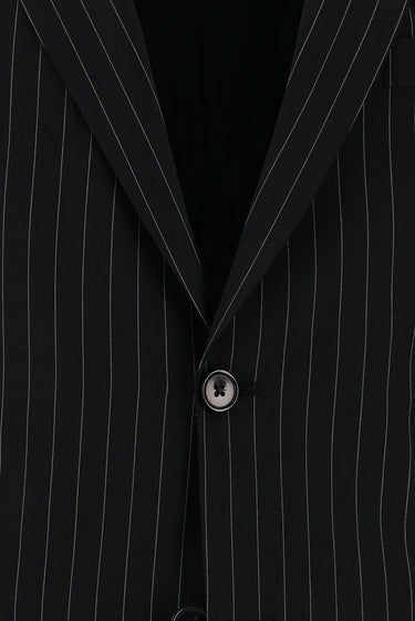 Siyah Slim Fit Dar Kesim Klasik Çizgili Takım Elbise