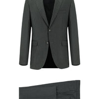 Koyu Füme 7 Drop Slim Fit Dar Kesim Çizgili Takım Elbise