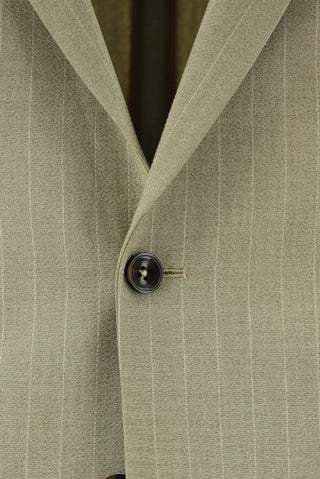 Açık Vizon 7 Drop Slim Fit Dar Kesim Beli Lastikli İpli Çizgili Takım Elbise