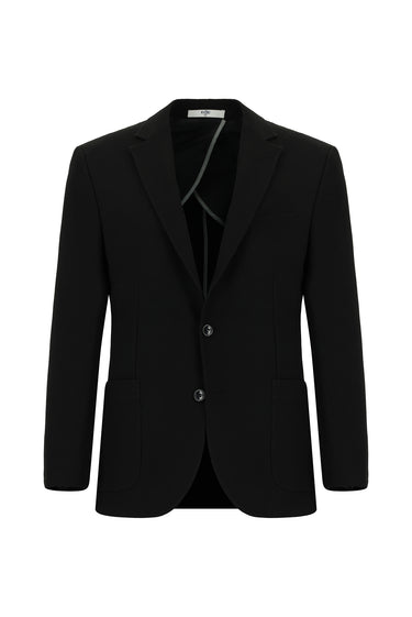 Siyah Slim Fit Dar Kesim Çizgili Beli Lastikli İpli Takım Elbise