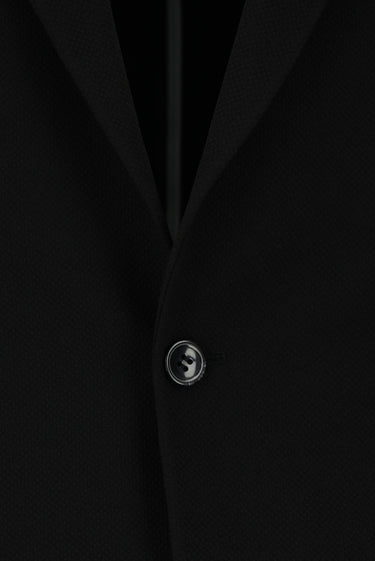 Siyah Slim Fit Dar Kesim Çizgili Beli Lastikli İpli Takım Elbise