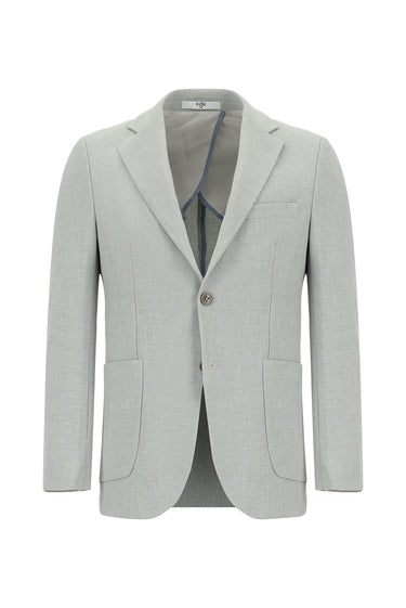 Açık Gri Slim Fit Dar Kesim Çizgili Beli Lastikli İpli Takım Elbise