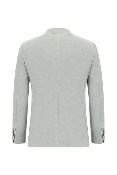 Açık Gri Slim Fit Dar Kesim Çizgili Beli Lastikli İpli Takım Elbise