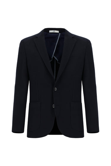 Siyah Lacivert Slim Fit Dar Kesim Çizgili Beli Lastikli İpli Takım Elbise