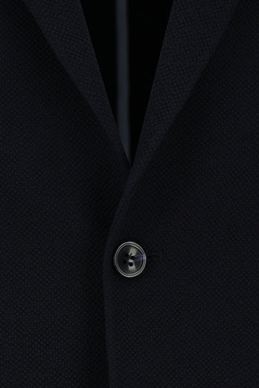 Siyah Lacivert Regular Fit Çizgili Beli Lastikli İpli Takım Elbise