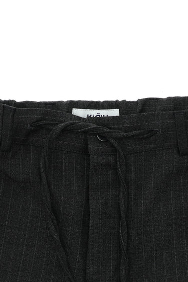 Koyu Füme Super Slim Fit Ekstra Dar Kesim Çizgili Beli Lastikli İpli Kruvaze Takım Elbise