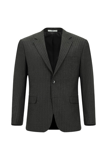 Koyu Füme Relaxed Fit Rahat Kesim Klasik Çizgili Takım Elbise