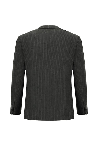 Koyu Füme Relaxed Fit Rahat Kesim Klasik Çizgili Takım Elbise
