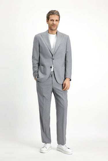 Orta Gri Regular Fit Çizgili Takım Elbise
