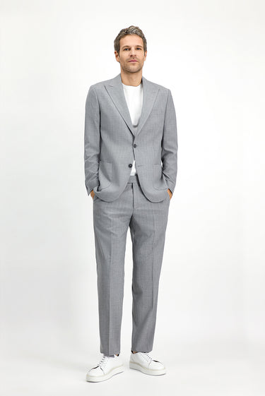 Orta Gri Regular Fit Çizgili Takım Elbise