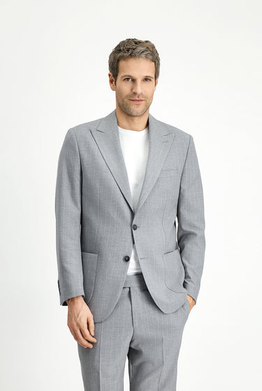 Orta Gri Regular Fit Çizgili Takım Elbise