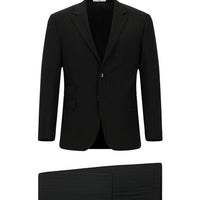 Siyah 4 Drop Relaxed Fit Rahat Kesim Çizgili Takım Elbise