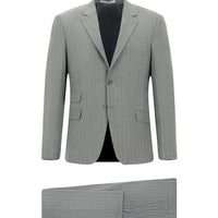 Orta Gri 4 Drop Relaxed Fit Rahat Kesim Çizgili Takım Elbise