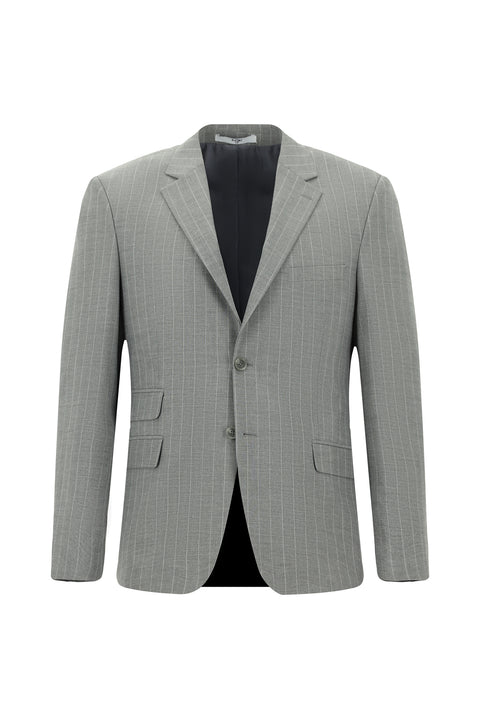 Orta Gri 4 Drop Relaxed Fit Rahat Kesim Çizgili Takım Elbise