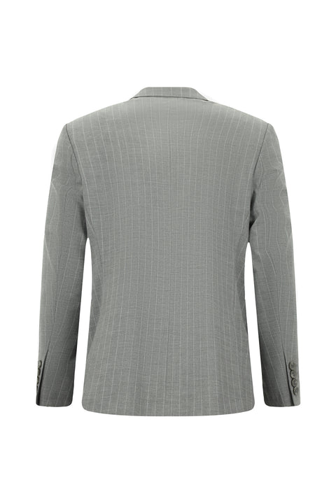 Orta Gri 4 Drop Relaxed Fit Rahat Kesim Çizgili Takım Elbise